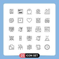 Universal Icon Symbols Group of 25 Modern Lines of analytics badge diagnostic award badge vegetable Editable Vector Design Elements