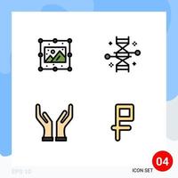 Universal Icon Symbols Group of 4 Modern Filledline Flat Colors of creative care image genetic engineering hands Editable Vector Design Elements