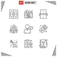 9 Icons Line Style Grid Based Creative Outline Symbols for Website Design Simple Line Icon Signs Isolated on White Background 9 Icon Set vector