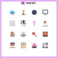 Modern Set of 16 Flat Colors Pictograph of shared web database server clothing tv electric Editable Pack of Creative Vector Design Elements