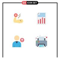 User Interface Pack of 4 Basic Flat Icons of biceps sheet muscle file up Editable Vector Design Elements