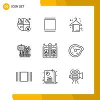 9 Icon Set Line Style Icon Pack Outline Symbols isolated on White Backgound for Responsive Website Designing vector