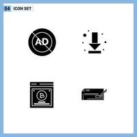 Modern Set of 4 Solid Glyphs and symbols such as ad testing advertising arrow method Editable Vector Design Elements