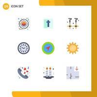 Modern Set of 9 Flat Colors and symbols such as pointer location drop time clock Editable Vector Design Elements