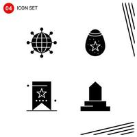 Collection of 4 Vector Icons in solid style Pixle Perfect Glyph Symbols for Web and Mobile Solid Icon Signs on White Background 4 Icons