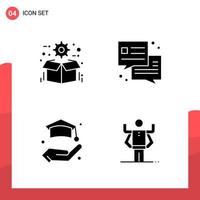 Pack of 4 Universal Glyph Icons for Print Media on White Background vector