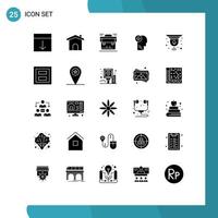 Universal Icon Symbols Group of 25 Modern Solid Glyphs of mind head house business briefcase Editable Vector Design Elements