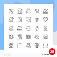 Group of 25 Lines Signs and Symbols for crash accident heart cloud hosting Editable Vector Design Elements