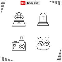 4 Icons Line Style Grid Based Creative Outline Symbols for Website Design Simple Line Icon Signs Isolated on White Background 4 Icon Set vector