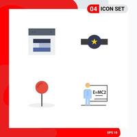 Group of 4 Modern Flat Icons Set for design star web insignia pin Editable Vector Design Elements