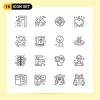 16 Creative Icons for Modern website design and responsive mobile apps 16 Outline Symbols Signs on White Background 16 Icon Pack vector