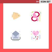 Set of 4 Vector Flat Icons on Grid for fish women schooling eight letter Editable Vector Design Elements