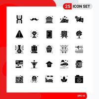 Mobile Interface Solid Glyph Set of 25 Pictograms of mountain landscape male hill finance Editable Vector Design Elements