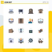 Pictogram Set of 16 Simple Flat Colors of computer travel death house rip Editable Pack of Creative Vector Design Elements