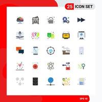 Set of 25 Modern UI Icons Symbols Signs for camera next tea forward private Editable Vector Design Elements