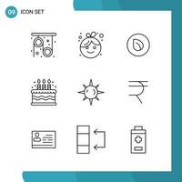 Vector Pack of 9 Outline Symbols Line Style Icon Set on White Background for Web and Mobile