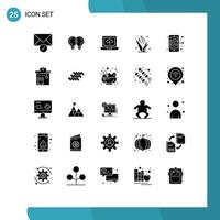 25 concepto de glifo sólido para sitios web móviles y aplicaciones destino de bus cargar elementos de diseño vectorial editables verdes digitales vector