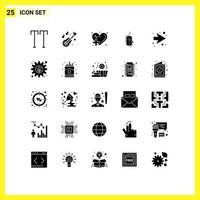 Group of 25 Modern Solid Glyphs Set for arrow online health internet mouse Editable Vector Design Elements