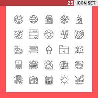 25 Icon Pack Line Style Outline Symbols on White Background Simple Signs for general designing vector