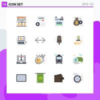 Pack of 16 Modern Flat Colors Signs and Symbols for Web Print Media such as online gear account management business Editable Pack of Creative Vector Design Elements