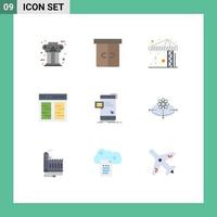 Stock Vector Icon Pack of 9 Line Signs and Symbols for bulk interface interior content columns Editable Vector Design Elements