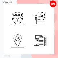 Vector Pack of 4 Icons in Line Style Creative Outline Pack isolated on White Background for Web and Mobile