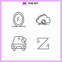 4 Icons in Line Style Outline Symbols on White Background Creative Vector Signs for Web mobile and Print