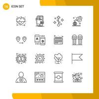 Universal Icon Symbols Group of 16 Modern Outlines of location farming developer green earth Editable Vector Design Elements