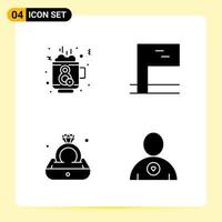 4 Creative Icons for Modern website design and responsive mobile apps 4 Glyph Symbols Signs on White Background 4 Icon Pack vector