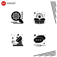 Collection of 4 Vector Icons in solid style Pixle Perfect Glyph Symbols for Web and Mobile Solid Icon Signs on White Background 4 Icons