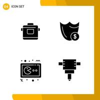 4 Icon Set Solid Style Icon Pack Glyph Symbols isolated on White Backgound for Responsive Website Designing vector