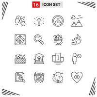 16 Icons Line Style Grid Based Creative Outline Symbols for Website Design Simple Line Icon Signs Isolated on White Background 16 Icon Set vector