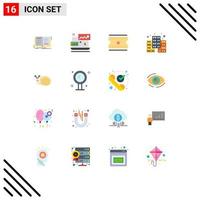 Pack of 16 Modern Flat Colors Signs and Symbols for Web Print Media such as snail bug laptop database digital Editable Pack of Creative Vector Design Elements