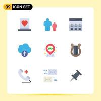 9 Thematic Vector Flat Colors and Editable Symbols of location data parental control cloud image Editable Vector Design Elements