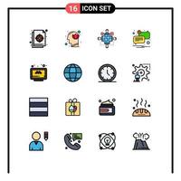 Editable Vector Line Pack of 16 Simple Flat Color Filled Lines of message chat human meeting logic Editable Creative Vector Design Elements