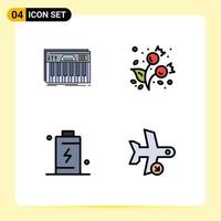 paquete de iconos de vector de stock de 4 signos y símbolos de línea para elementos de diseño de vector editables de carga de bayas midi de batería de controlador