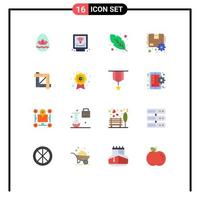 Pictogram Set of 16 Simple Flat Colors of designing tool crop calligraphy gear package Editable Pack of Creative Vector Design Elements