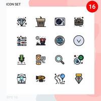 paquete de iconos de vector de stock de 16 signos y símbolos de línea para el caso del hombre de negocios pintura de negocios de cocina elementos de diseño de vector creativo editable