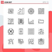 Collection of 16 Vector Icons in Line style Modern Outline Symbols for Web and Mobile Line Icon Sign Isolated on White Background 16 Icons