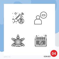 4 User Interface Line Pack of modern Signs and Symbols of cancer group injection user business Editable Vector Design Elements