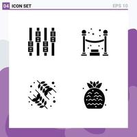 Universal Icon Symbols Group of 4 Modern Solid Glyphs of control rice queue diet food Editable Vector Design Elements