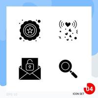 Modern Pack of 4 Icons Solid Glyph Symbols isolated on White Backgound for Website designing vector