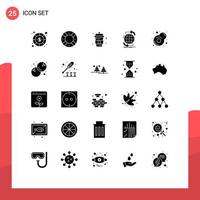 Modern Set of 25 Solid Glyphs Pictograph of web internet ui global water Editable Vector Design Elements