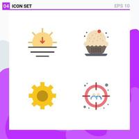 Group of 4 Flat Icons Signs and Symbols for nature gear weather celebration user Editable Vector Design Elements