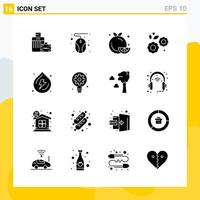 Collection of 16 Universal Solid Icons Icon Set for Web and Mobile vector