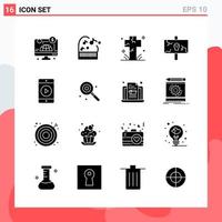 Collection of 16 Vector Icons in solid style Modern Glyph Symbols for Web and Mobile Solid Icon Sign Isolated on White Background 16 Icons