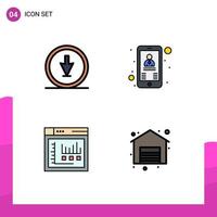 Stock Vector Icon Pack of 4 Line Signs and Symbols for arrow browser navigation phone web Editable Vector Design Elements