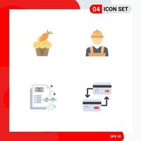 4 Flat Icon concept for Websites Mobile and Apps cake concept easter builder content management Editable Vector Design Elements