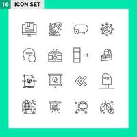 Set of 16 Commercial Outlines pack for planning corporate shield connection add Editable Vector Design Elements