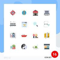 Group of 16 Flat Colors Signs and Symbols for food cooker building web development Editable Pack of Creative Vector Design Elements